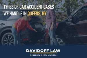 Collage of different types of car accidents handled by lawyers in Queens, NY
