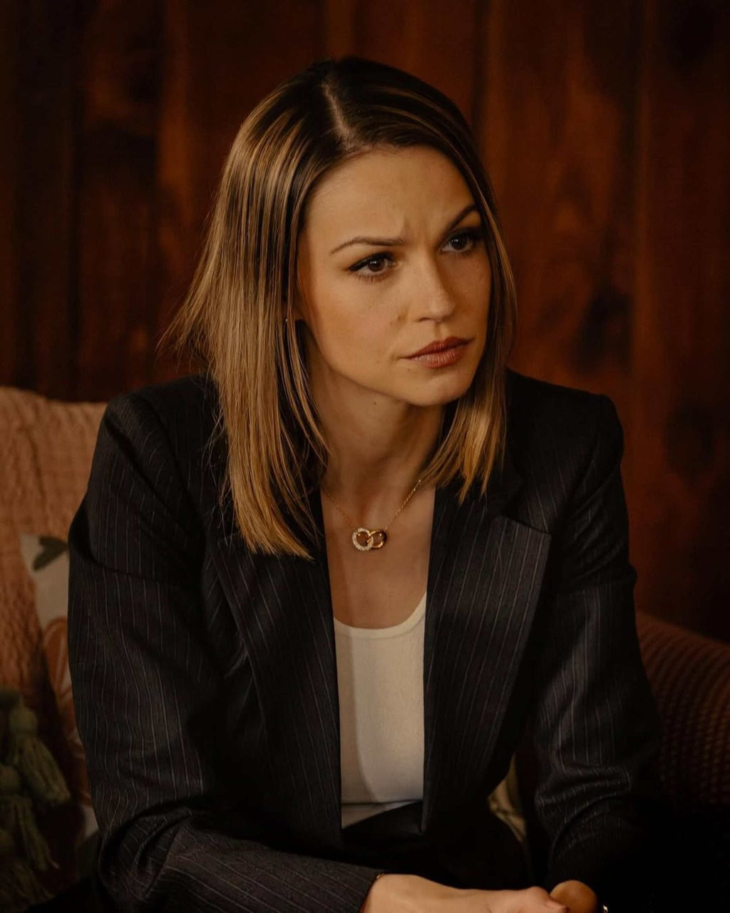 Kayla Wallace as Rebecca Falcone, the landman lawyer actress in Taylor Sheridan's Landman series.