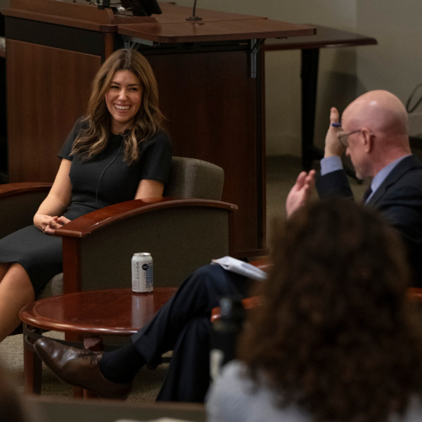 Camille Vasquez, Johnny Depp's lawyer, speaking at Vanderbilt Law School