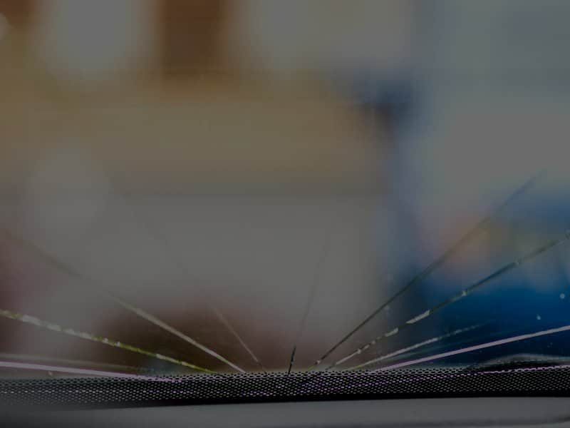 Cracked windshield from car accident