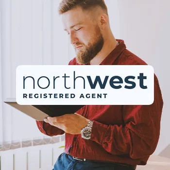 Northwest Registered Agent Online Lawyer Services Logo with Office Setting