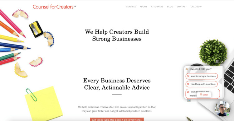 Counsel for Creators LLP website screenshot