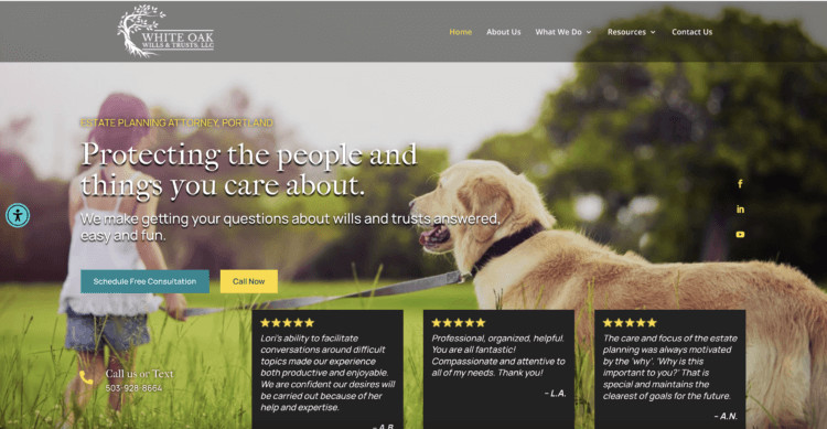 White Oak Wills &amp; Trusts, LLC website screenshot