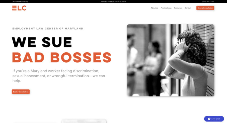 Employment Law Center of Maryland website screenshot