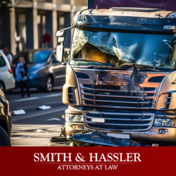 Damaged vehicles at the scene of a truck accident in Houston