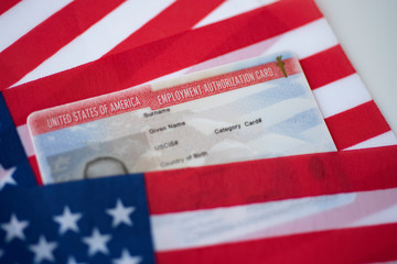 immigrant woman with work permit at home