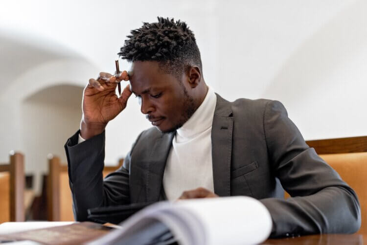 CPA lawyer reviewing financial documents