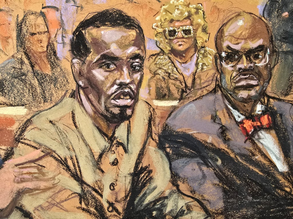In this court sketch from last October, Sean “Diddy” Combs’ (left) is seen sitting beside his former lawyer Anthony Ricco (right) in court. Photo: Reuters